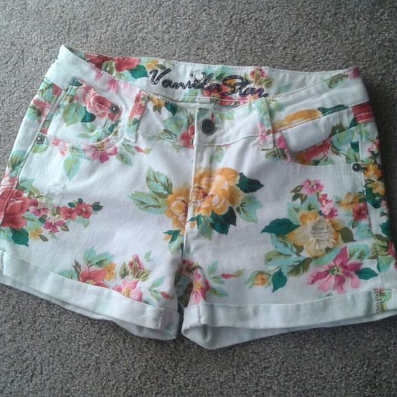 Vanilla Star Pants - Vanilla Star floral shorts "denim" sz1 destressed
